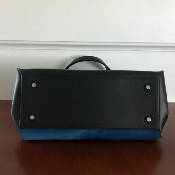 AUTHENTIC CELINE RARE NWT Medium Edge Satchel Blue Ponyhair & Black Leather - Picture 9 of 13